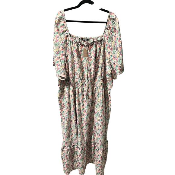 Plus Size 5X 28 Floral Flattering Square Neck Dress BloomChic with Pockets - Picture 3 of 7